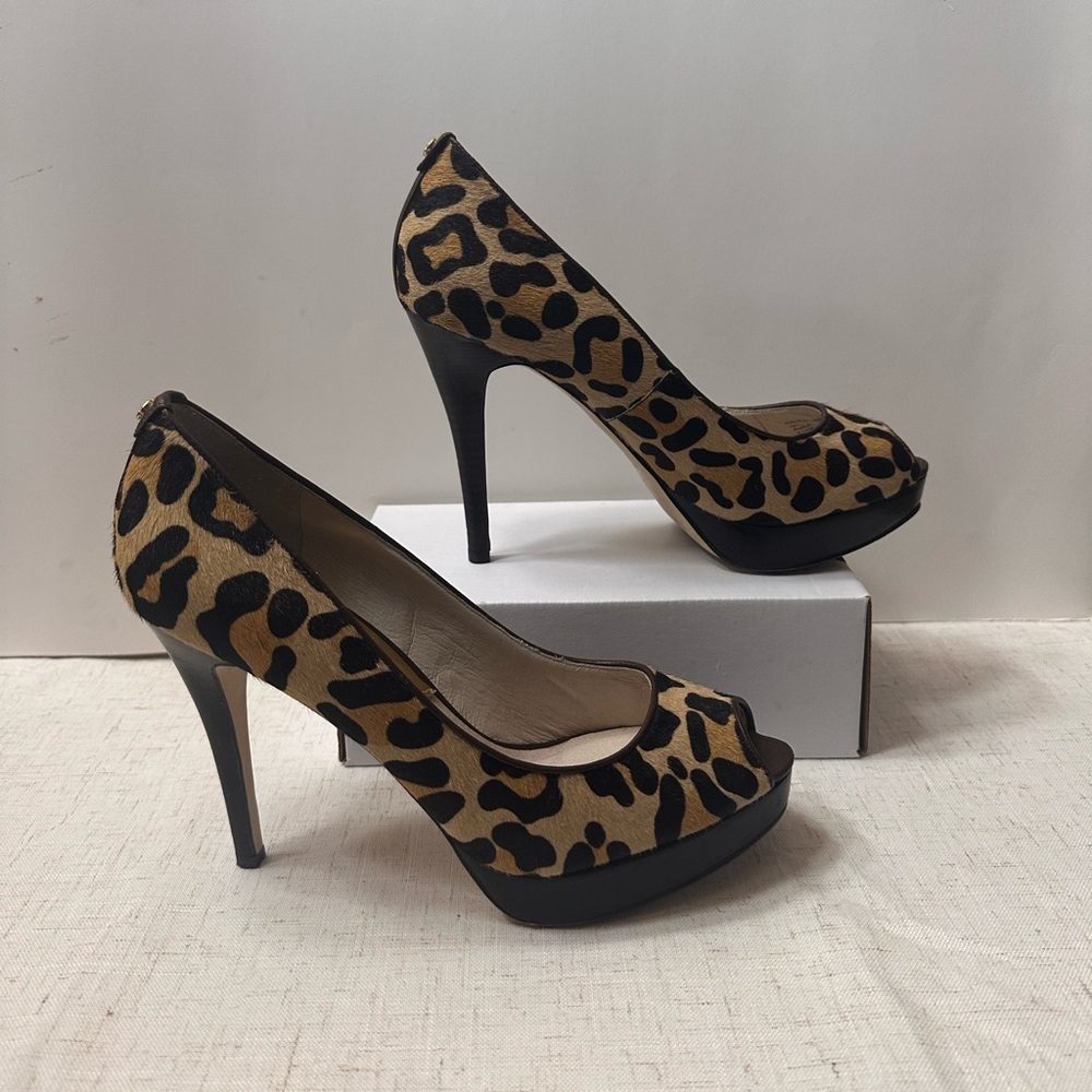 Michael Kors Animal Print Peep Toe Heels - Picture 4 of 14